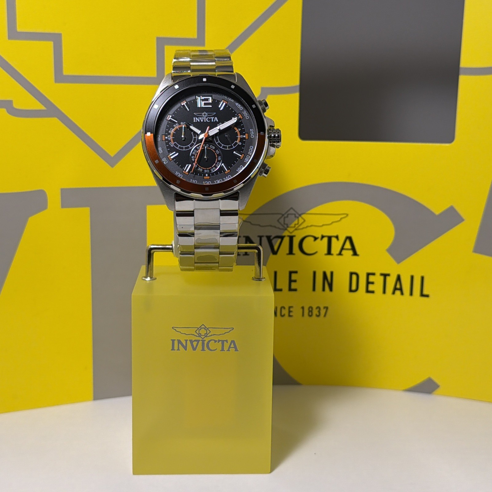 Invicta Speedway Men’s 44mm Chrono Watch StainlessSteel, W/Hard Case & Soft Case