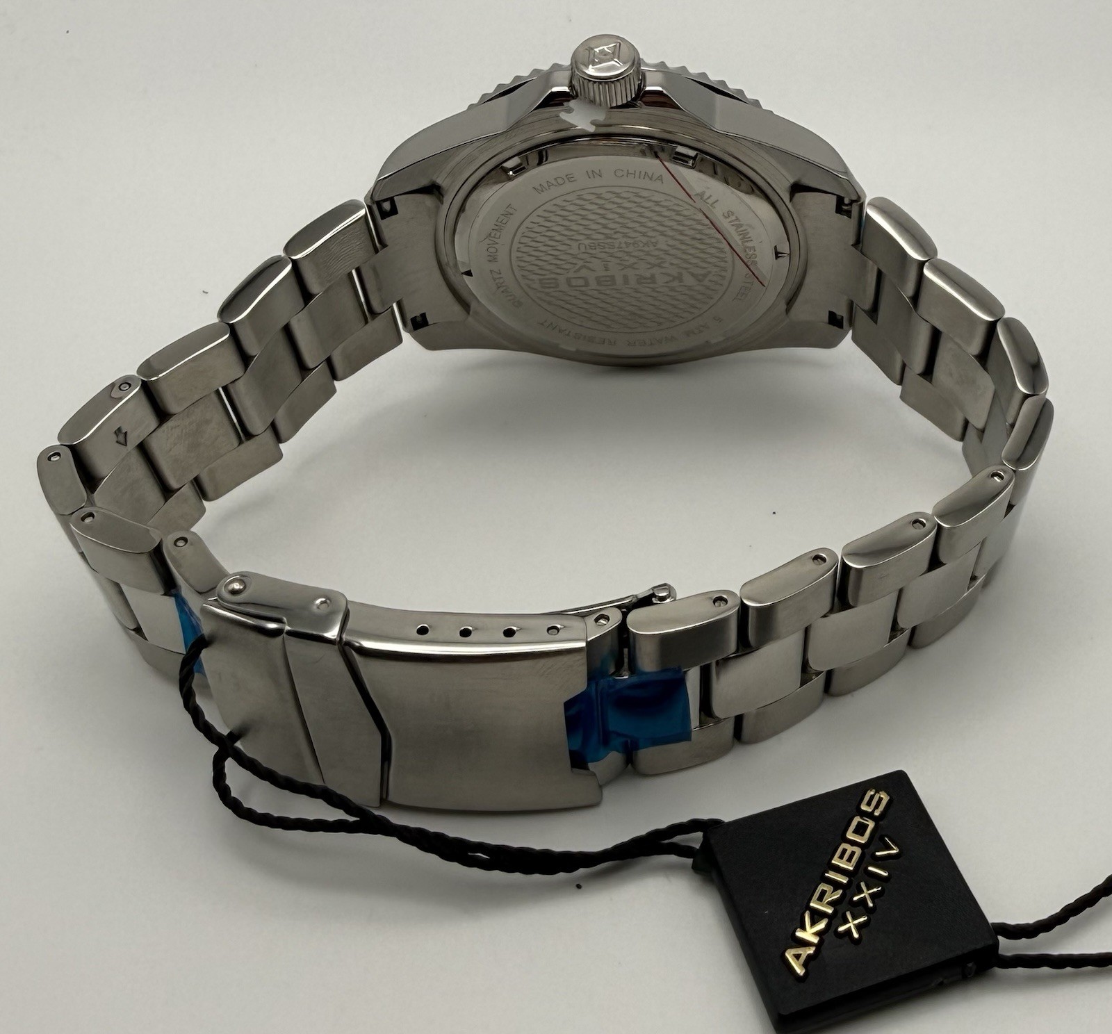 Akribos XXIV Mens Quartz Blue Dial Day/Date Diver 50m SS Bracelet 47mm