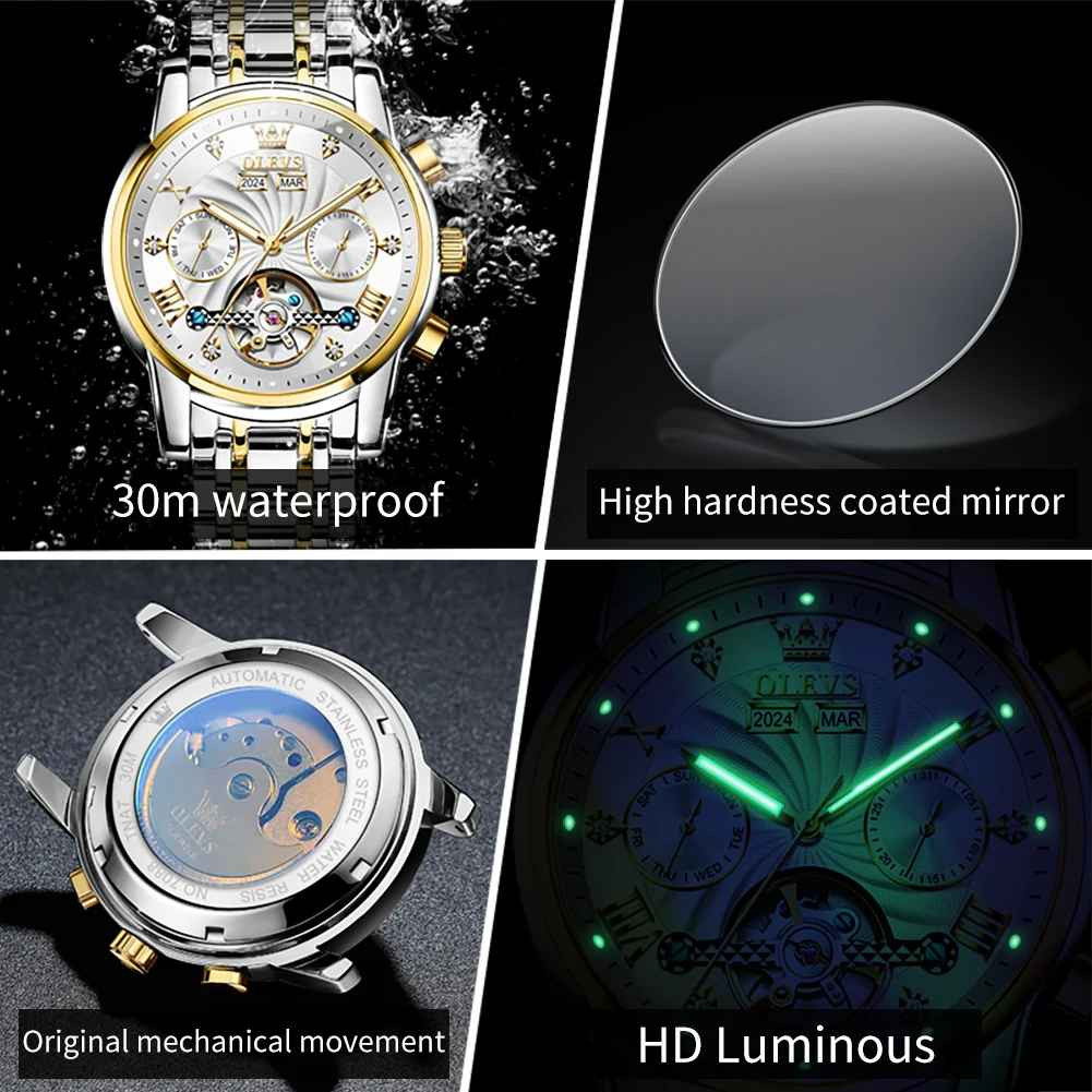 Automatic Mechanical Watch Waterproof Luxury Dial Strap Men Men’s