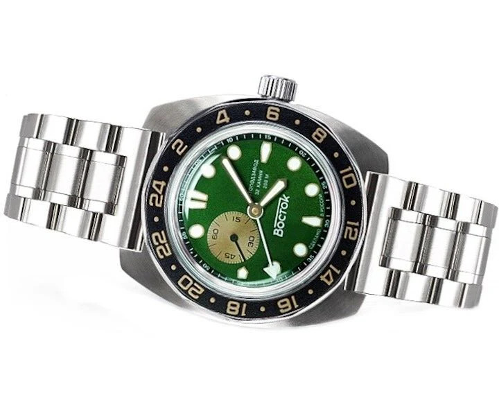 Vostok Amphibia 17099B GMT Watch Batman Automatic USA Seller