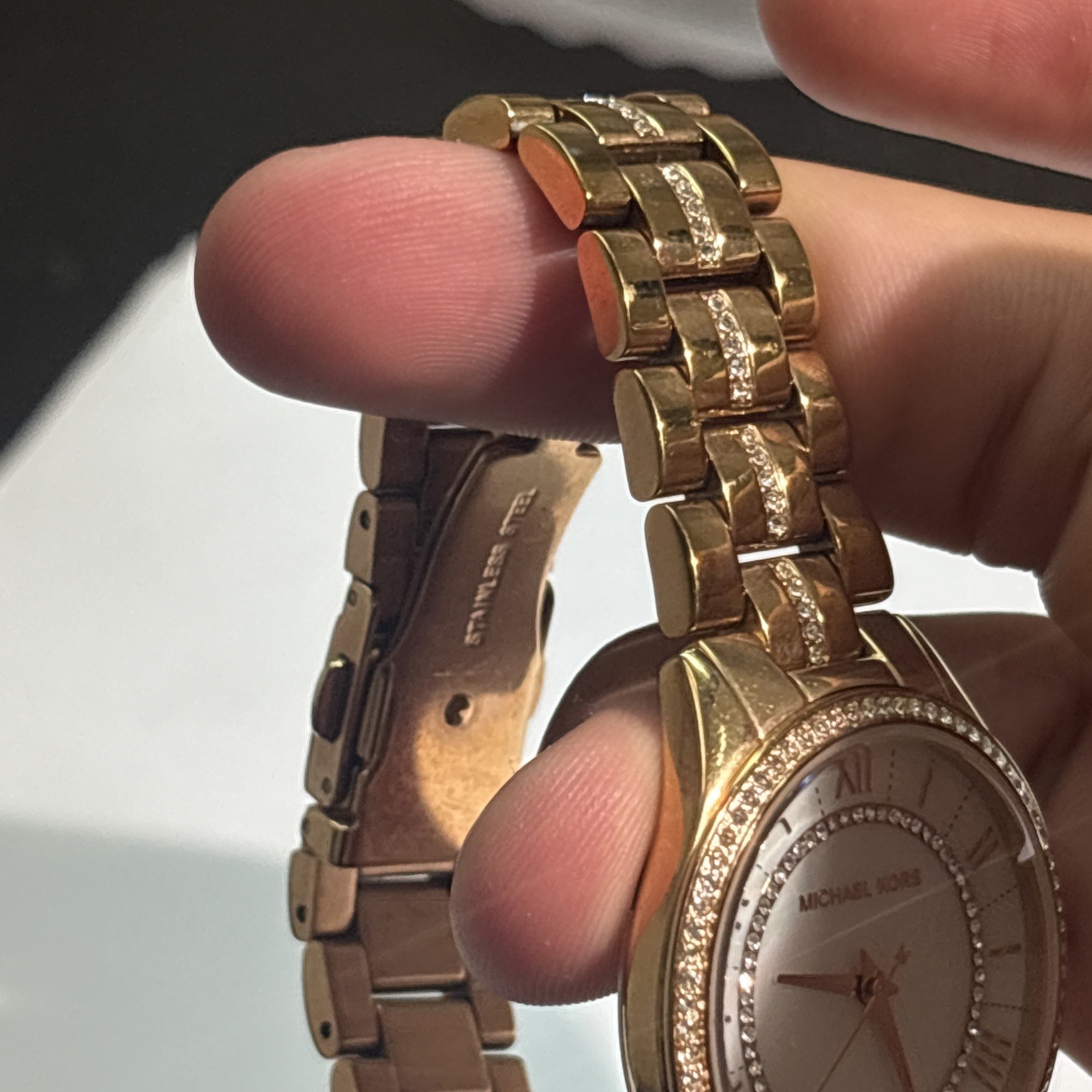 Michael KORS Watch Gold Plated MOP DIAL Fits Wrist Size 6.5”
