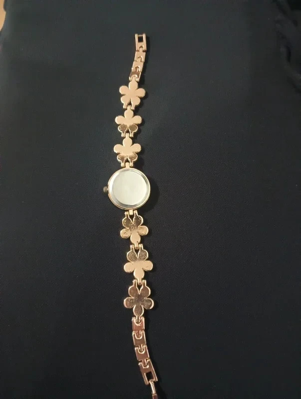 Gold Clock with Flowers and Zircons