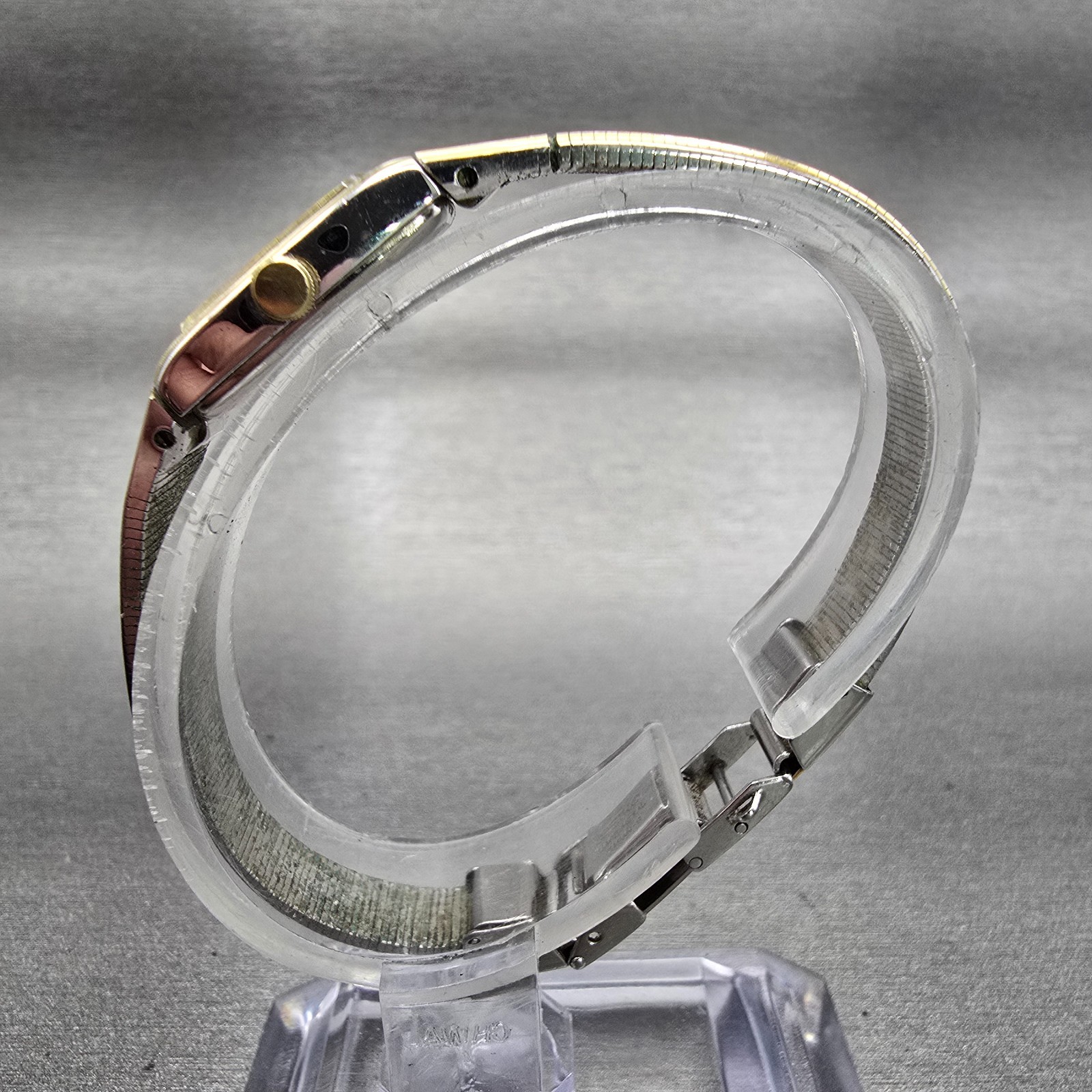 Seiko Watch Women 13mm Silver Dial Two Tone Rectangle 2E20-5139 New Battery VTG
