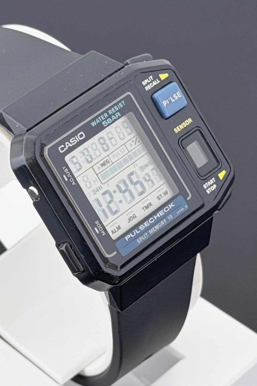 Casio JP-100W “Pulse Check” watch Japan 1987 Blue JP-100W Blue