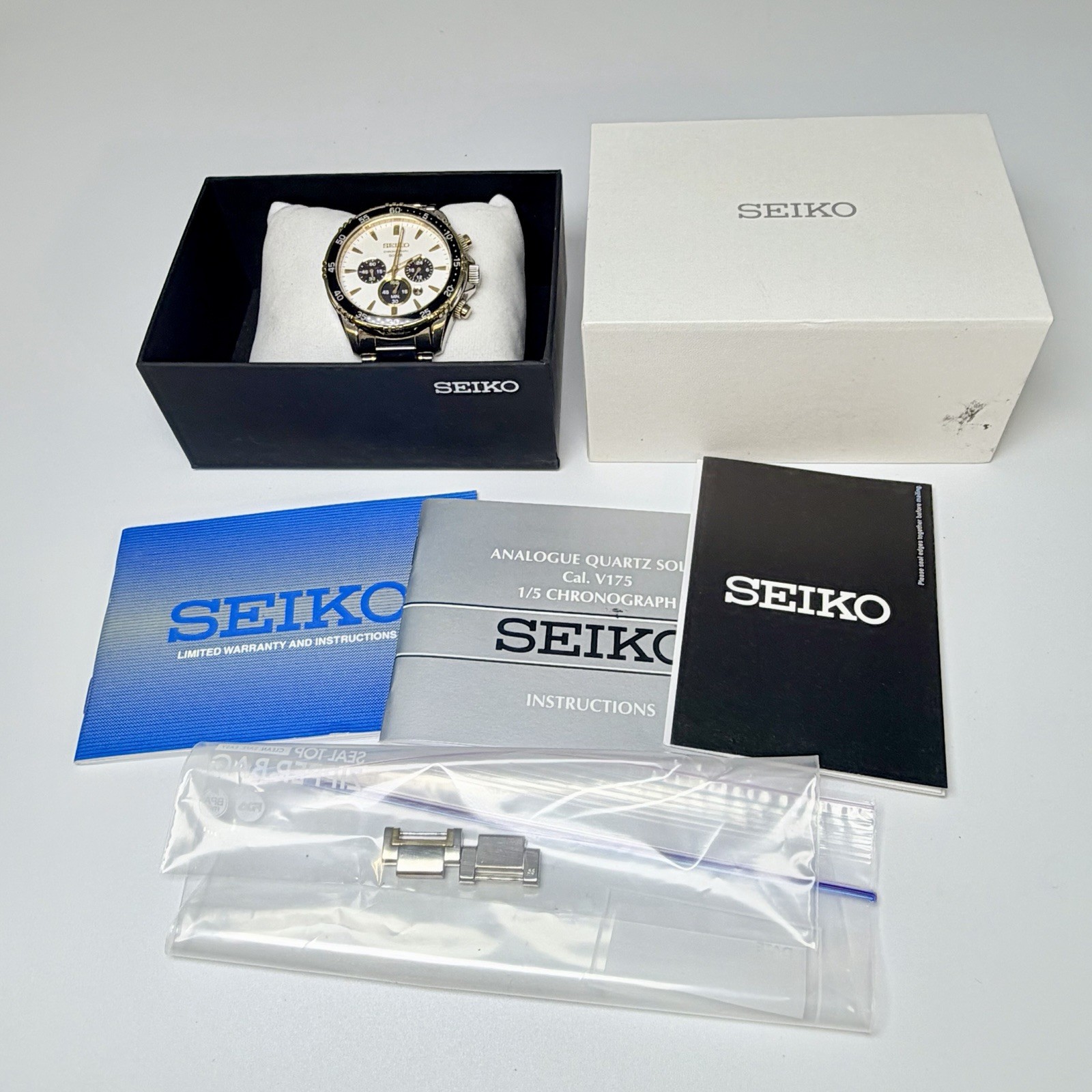 Seiko SSC446 Core Solar Chronograph TwoTone Stainless Steel 44mm Mens Wa G2U