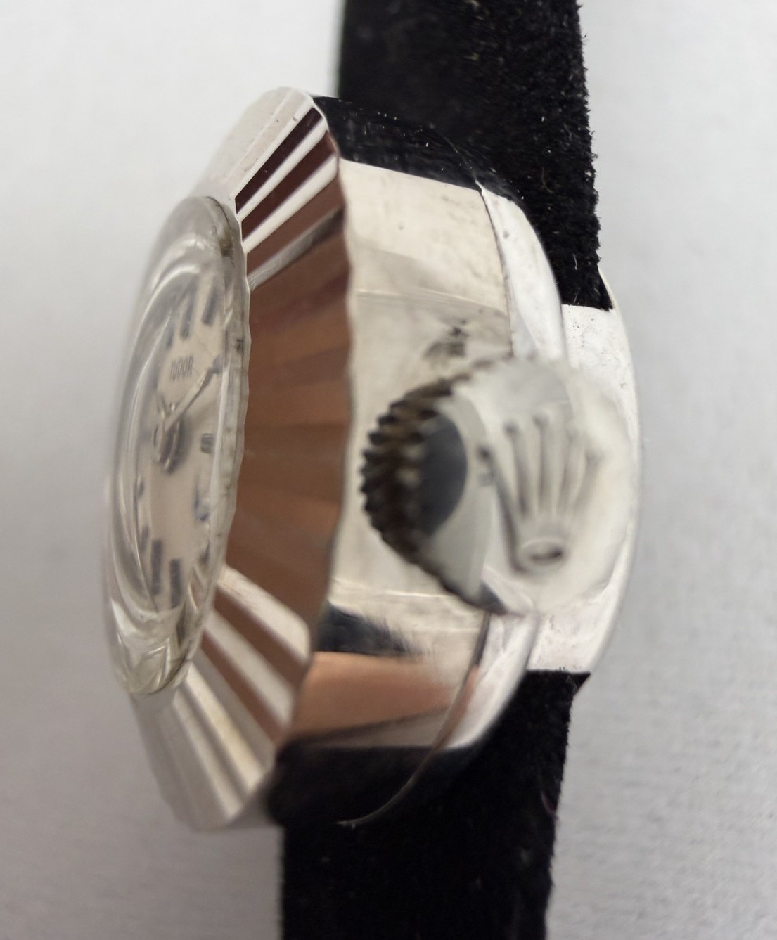 Tudor Chameleon White Gold 18k Gold Watch w ROLEX Crown