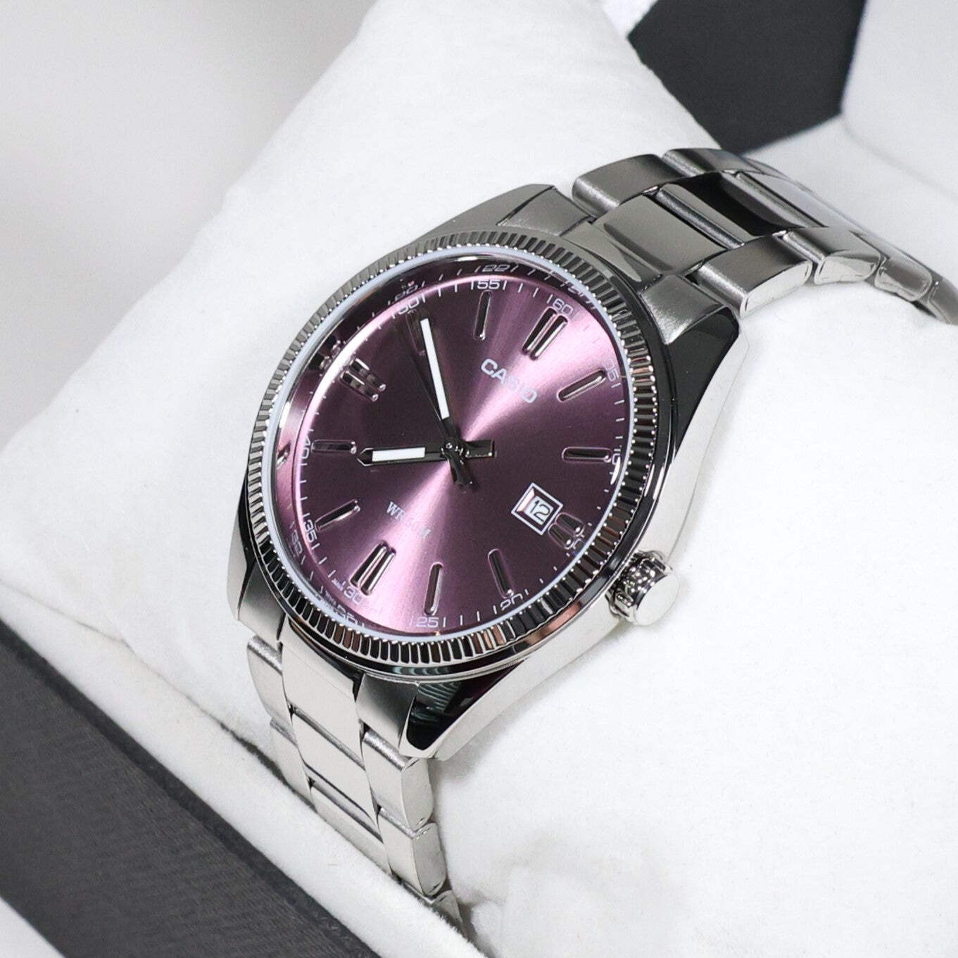 Casio Mens Vintage Purple Dial Stainless Steel Watch MTP-1302PD-6AVEF