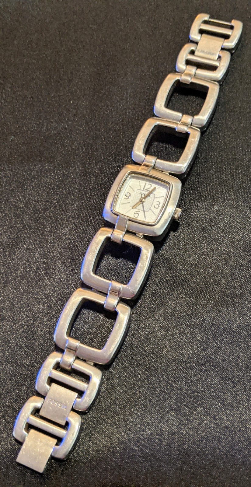 Vintage Fossil Women’s Geometric Quartz Watch Stainless Steel Needs Battery