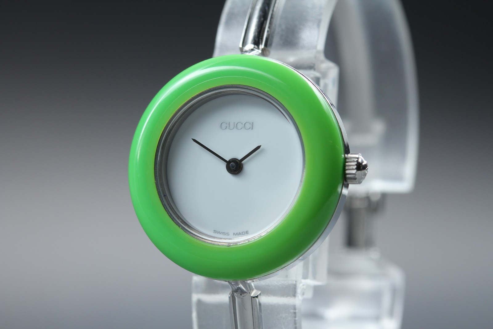Vintage Gucci Change Bezel 11/12.2L Light Green Bezel Silver Women’s Qz Watch