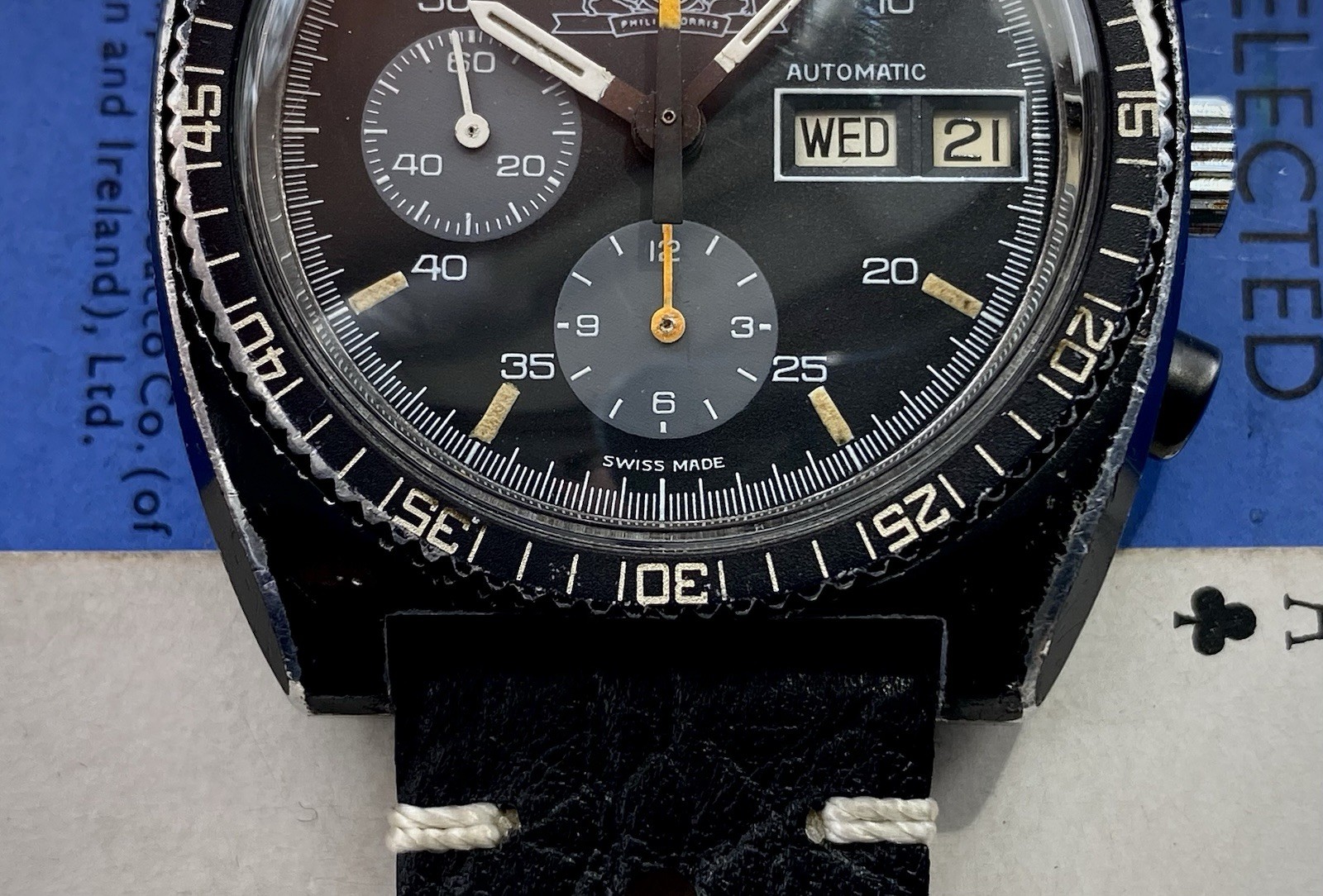 1974 Lemania Chronograph 5012 Philip Morris McLaren F1 team watch Aluminium PVD