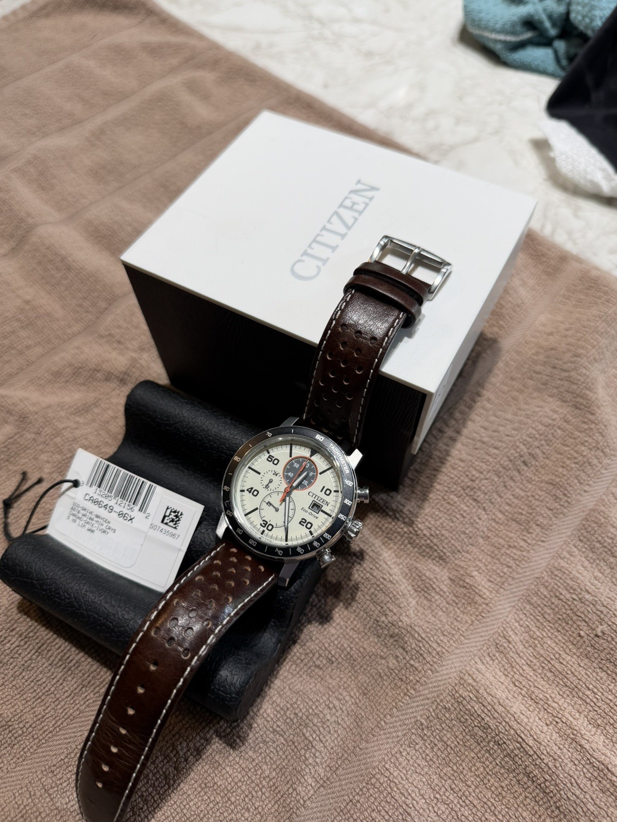 Citizen Brycen Chronograph CA0649-06X 44mm Ivory w/ Brown strap