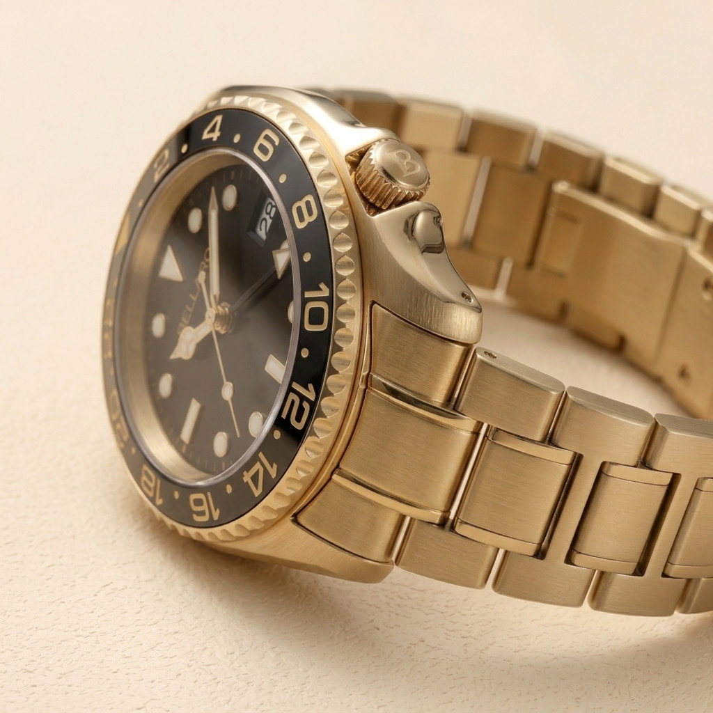 BELLARO GMT Style Watch – NH35 Automatic – Sapphire Crystal Black Dial