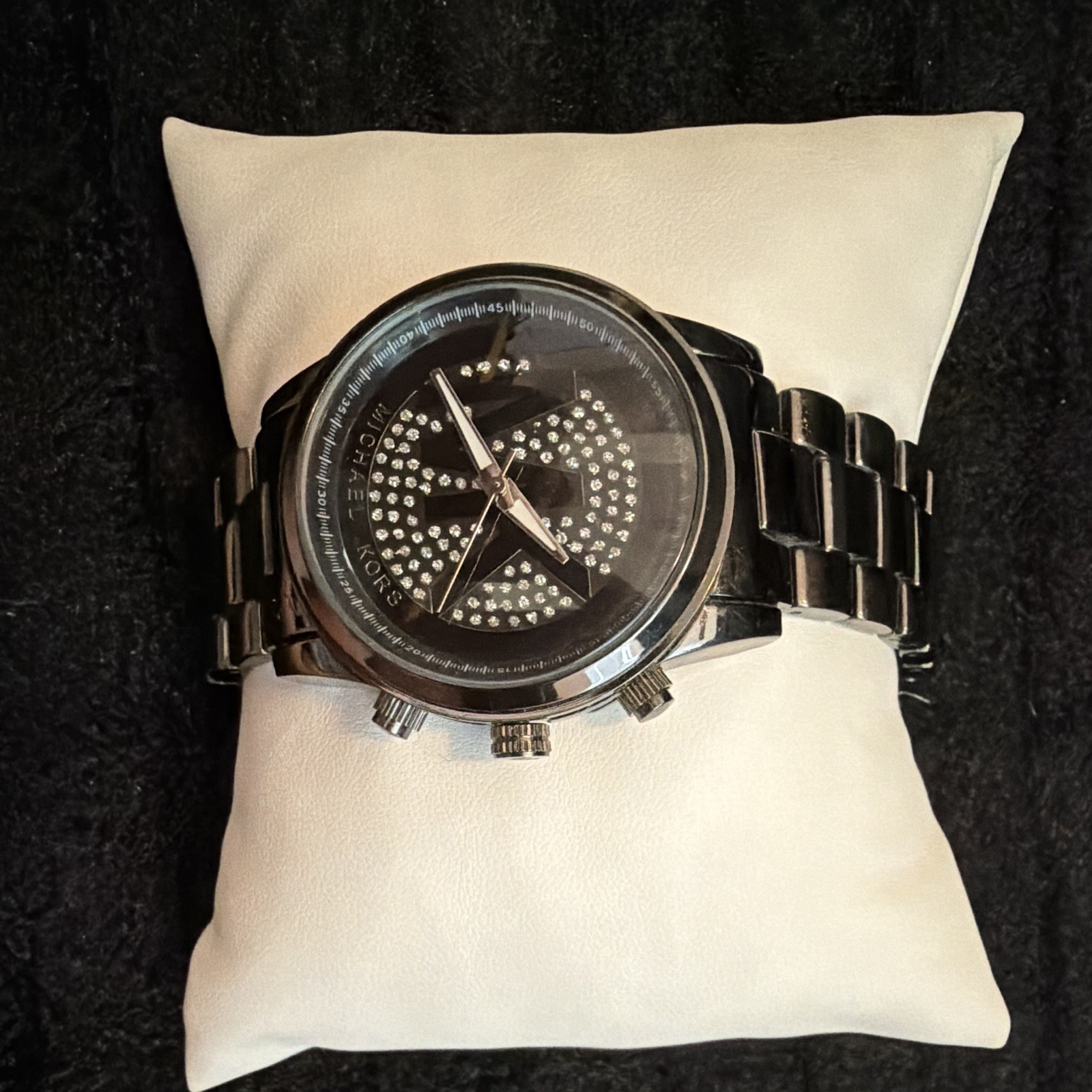 Michael Kors Women’s Black Tone Quartz Watch Black Dial Stick Markers 40-43.9mm
