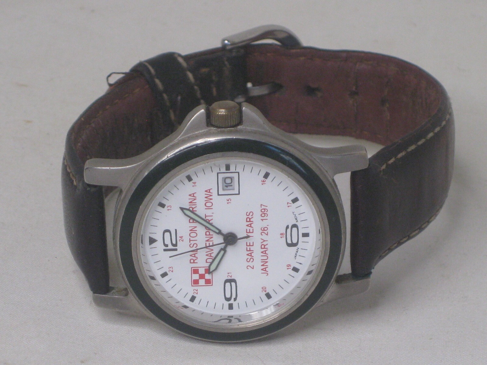 vintage RALSTON PURINA logo DAVENPORT 2 SAFE YEARS wristwatch award watch