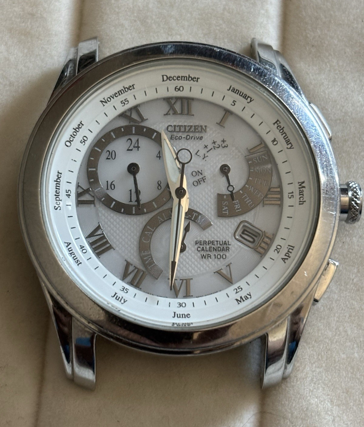 Citizen Eco-Drive Calibre 8700 Perpetual Calendar WR100 Roman Dial SS 42mm