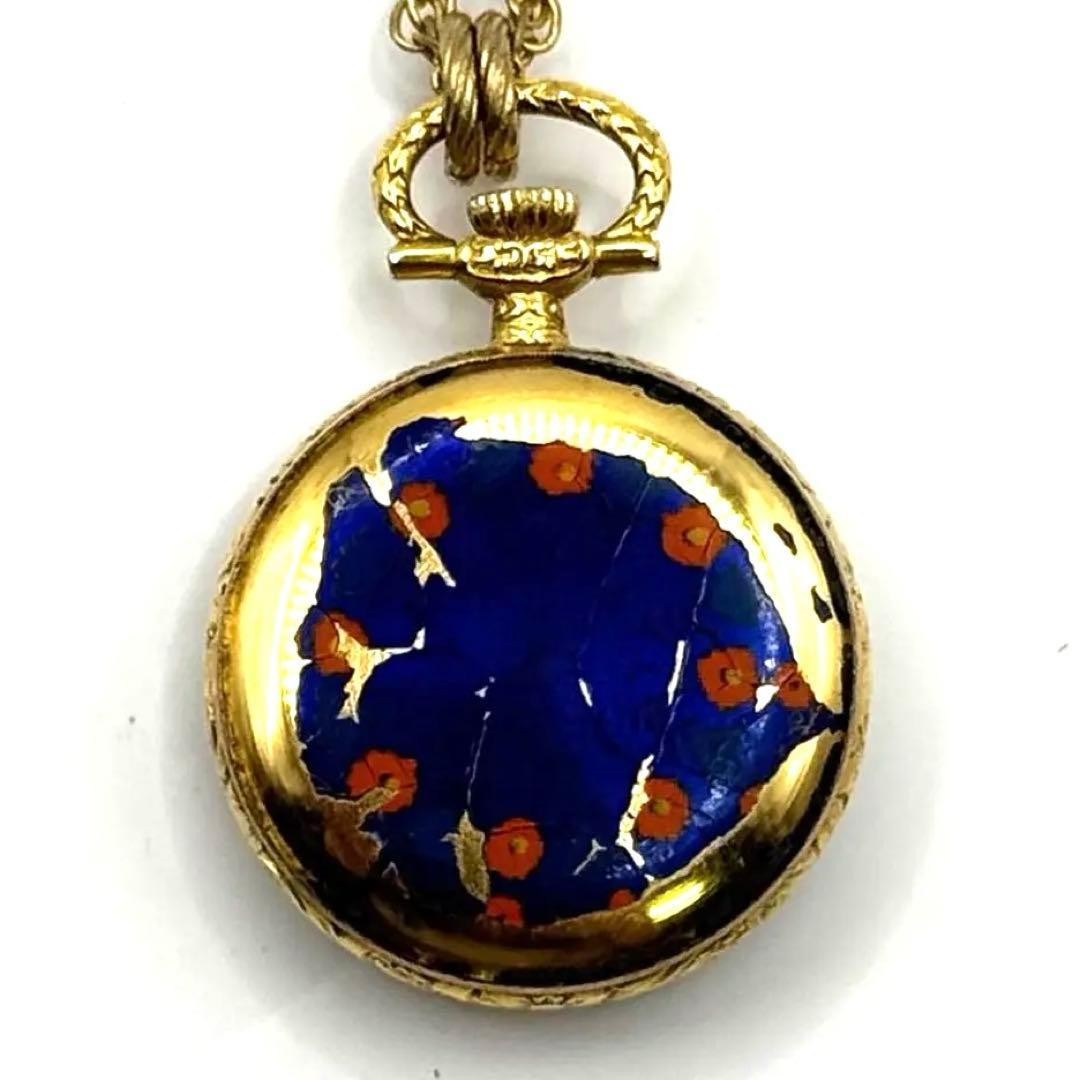 SEIKO Hand-wound Pocket Watch, Antique, Floral Pattern, Rare, Pendant Watch