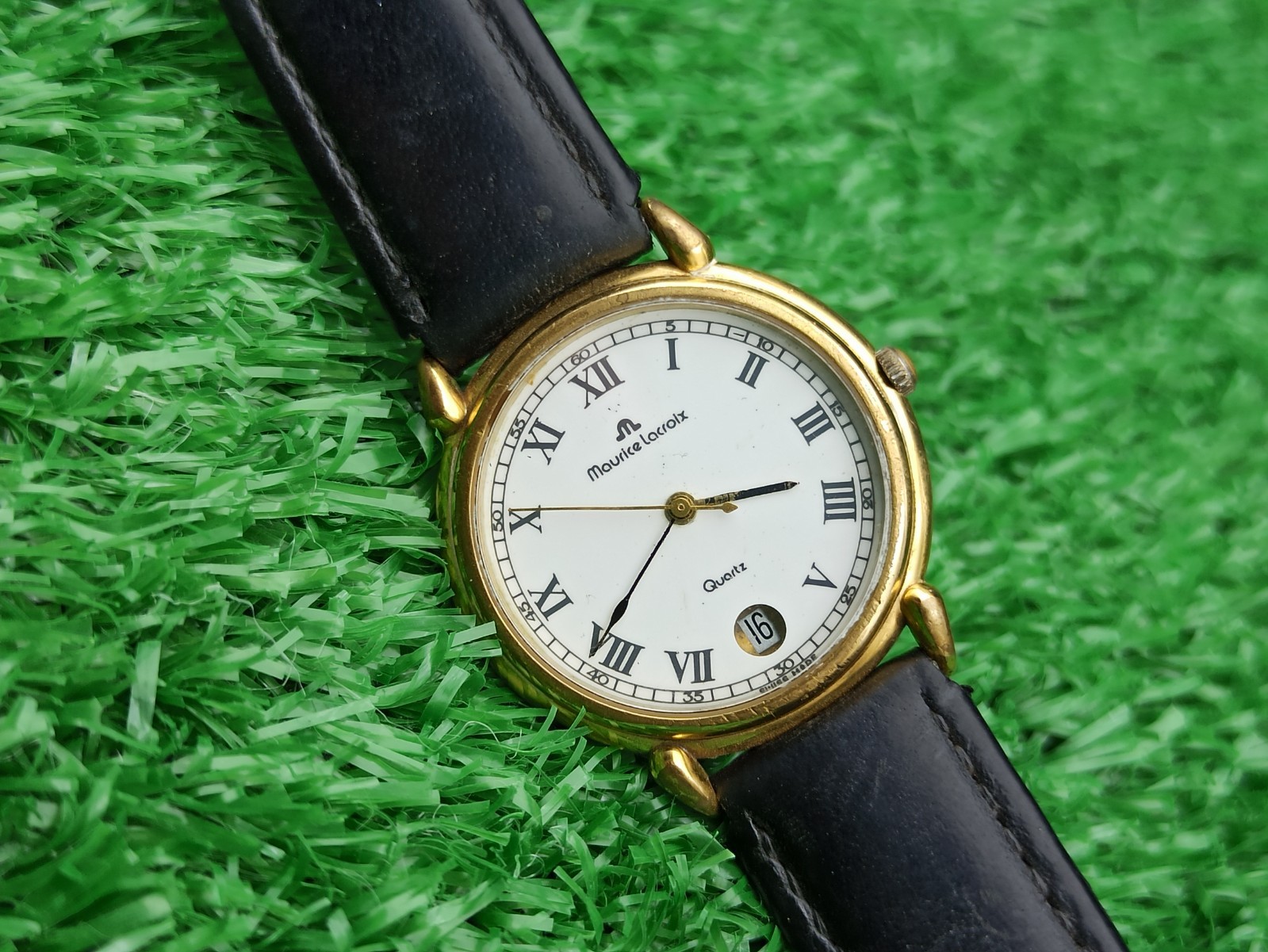 Authentic MAURICE LACROIX Quartz Men’s Wristwatch Swiss 90s