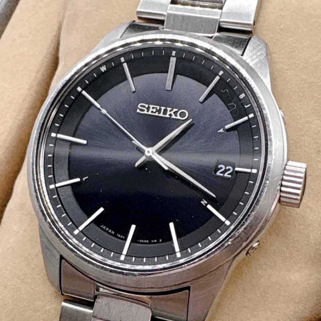 SEIKO Solar Radio Watch 7B24 0BR0 Black Dial with Box