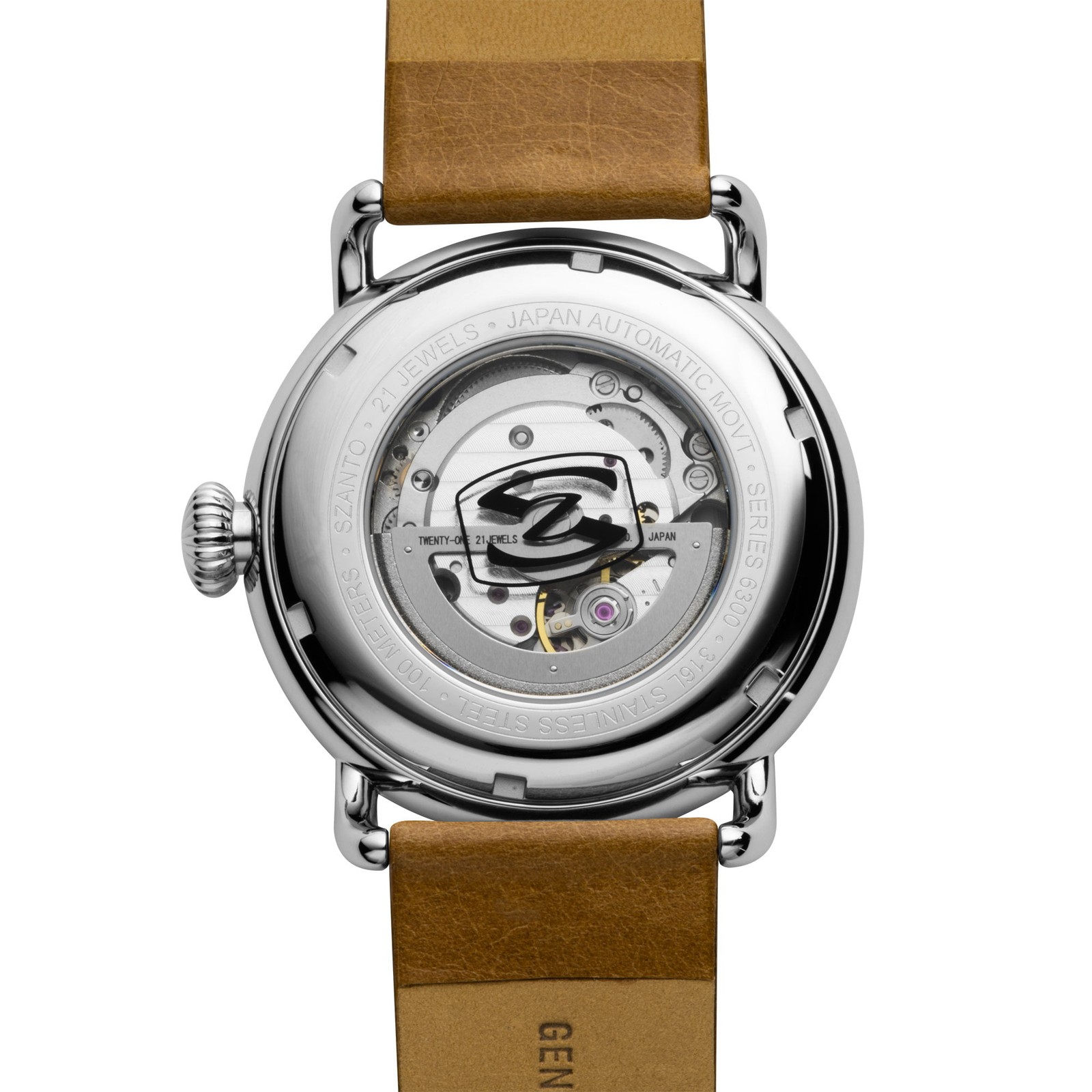 Szanto Automatic Officer Watches, Ivory Dial, Black Strap, Steel, One : SZ 6305E