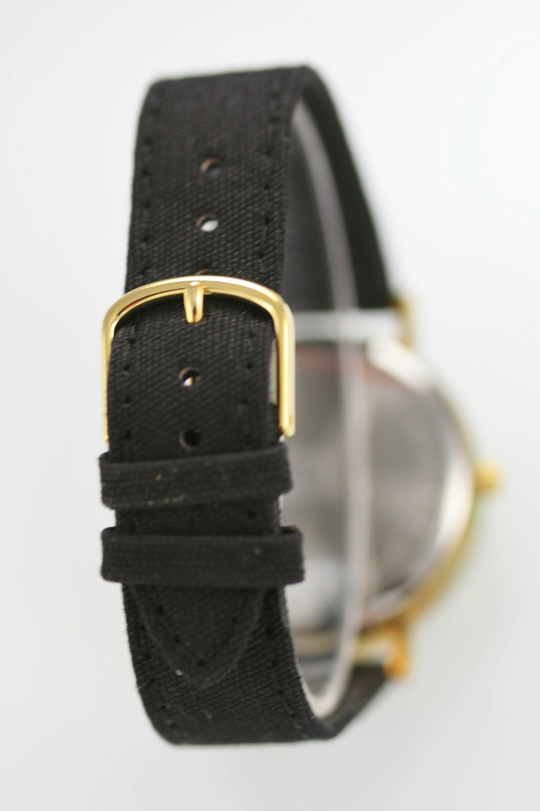 Scottsdale Polo Watch Unisex Stainless Gold Black Canvas Leather White Quartz
