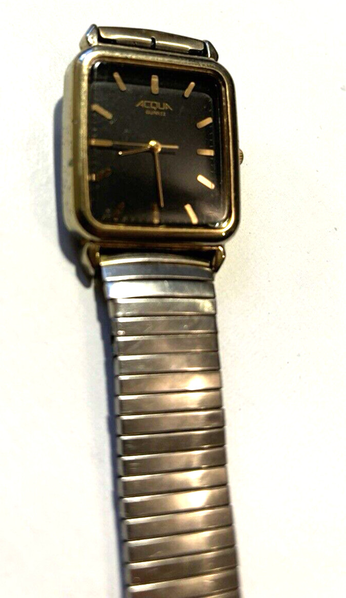 Acqua watch men’s dress formal black gold tone bracelet runs fine – needs band