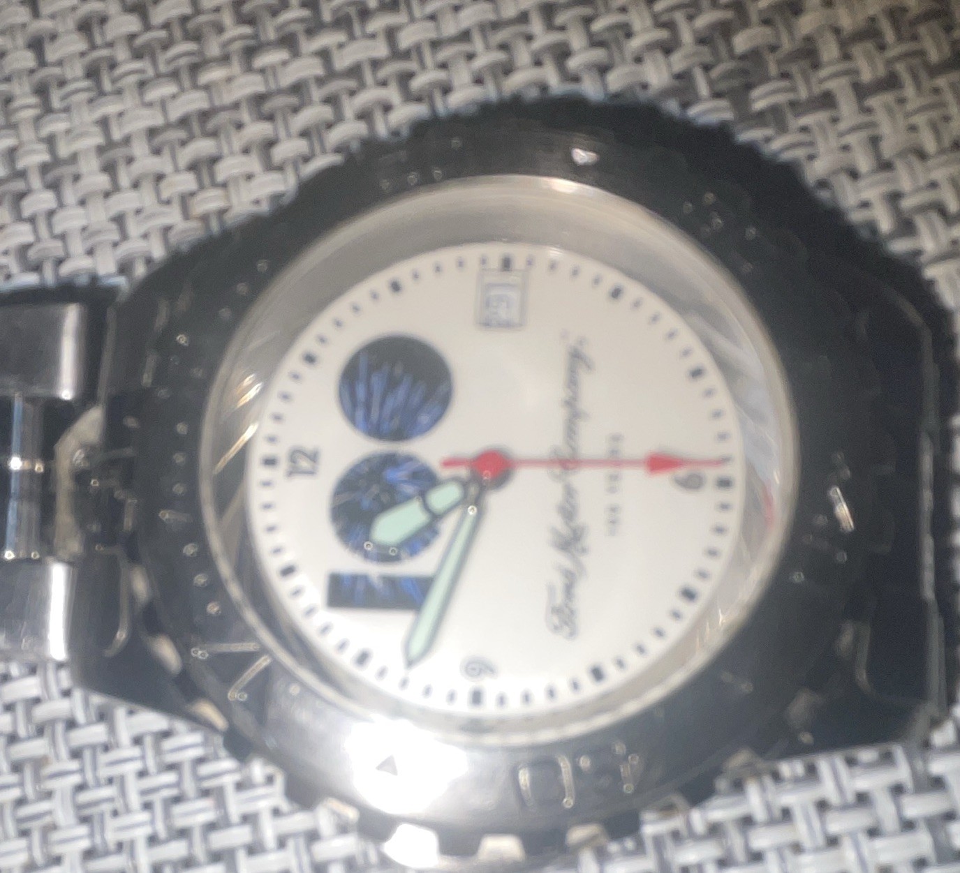 Ford Motor Company Quartz Analog SS Bracelet White Logo Dial Date Watch