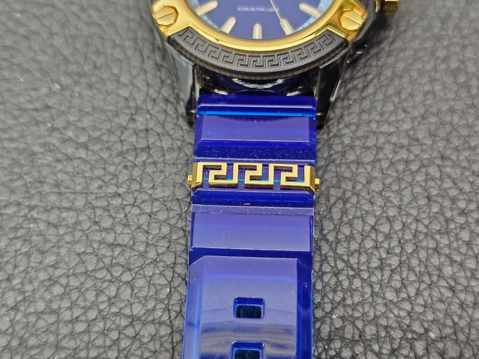 Versace Icon Active Indiglo Quartz Watch, Polycarbonate, Blue 43mm, VE6E00323