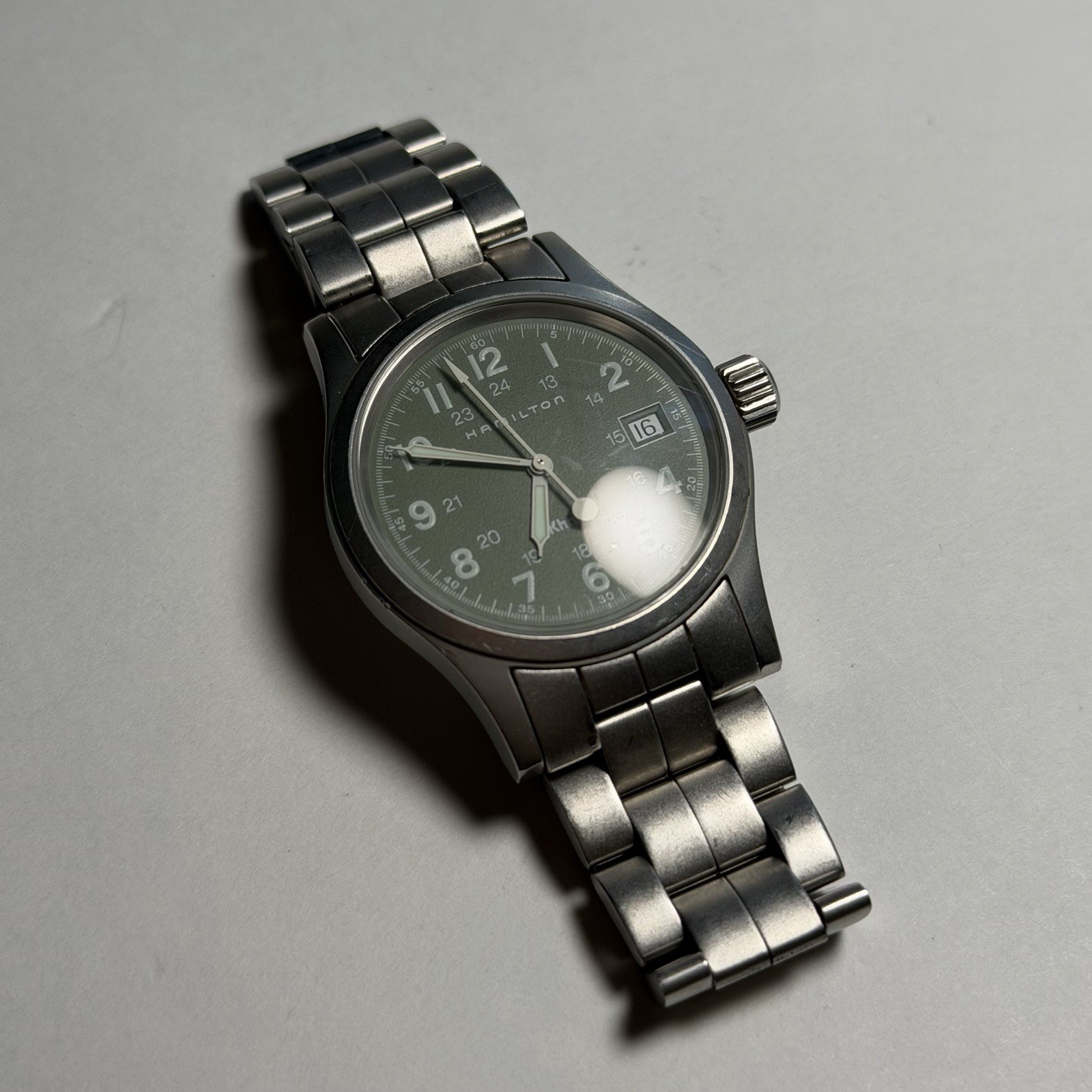 Hamilton Khaki 36mm Green Dial S.S Band Date Quartz Men’s Watch