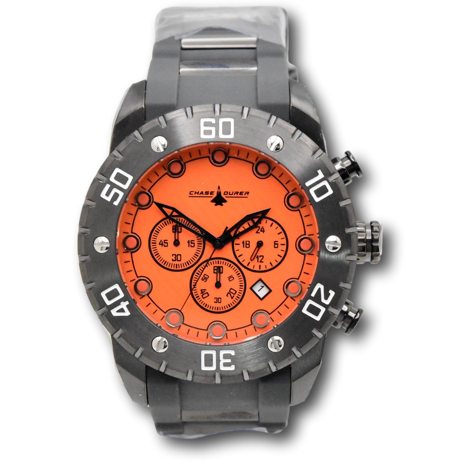 Chase Durer Men’s Orange Full Lume Dial 50mm Gray Chronograph Watch CDW-0119