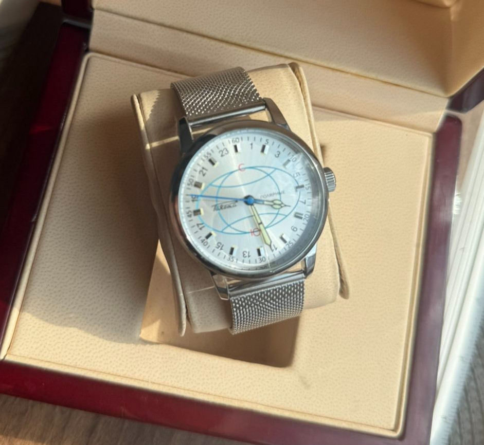 Watch 24h Mechanical Raketa Wrist Men Soviet USSR Polar Day Russian Rare Silver