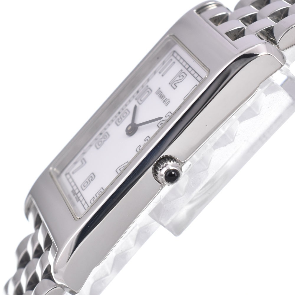 TIFFANY&Co. classic rectangular SS white Dial Quartz Men’s Watch A#149449