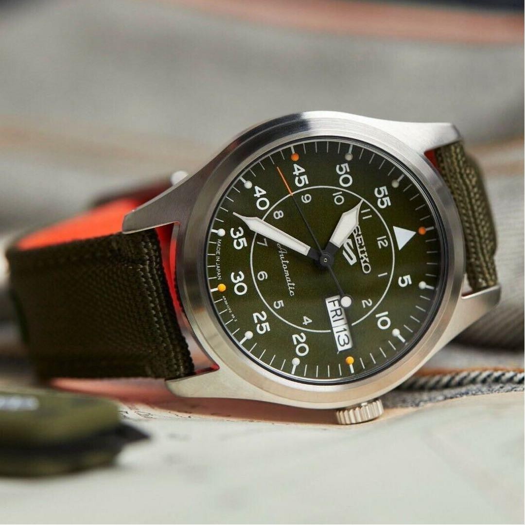 SEIKO 5 Automatic SNK805 Green Dial Leather Strap Model From Japan