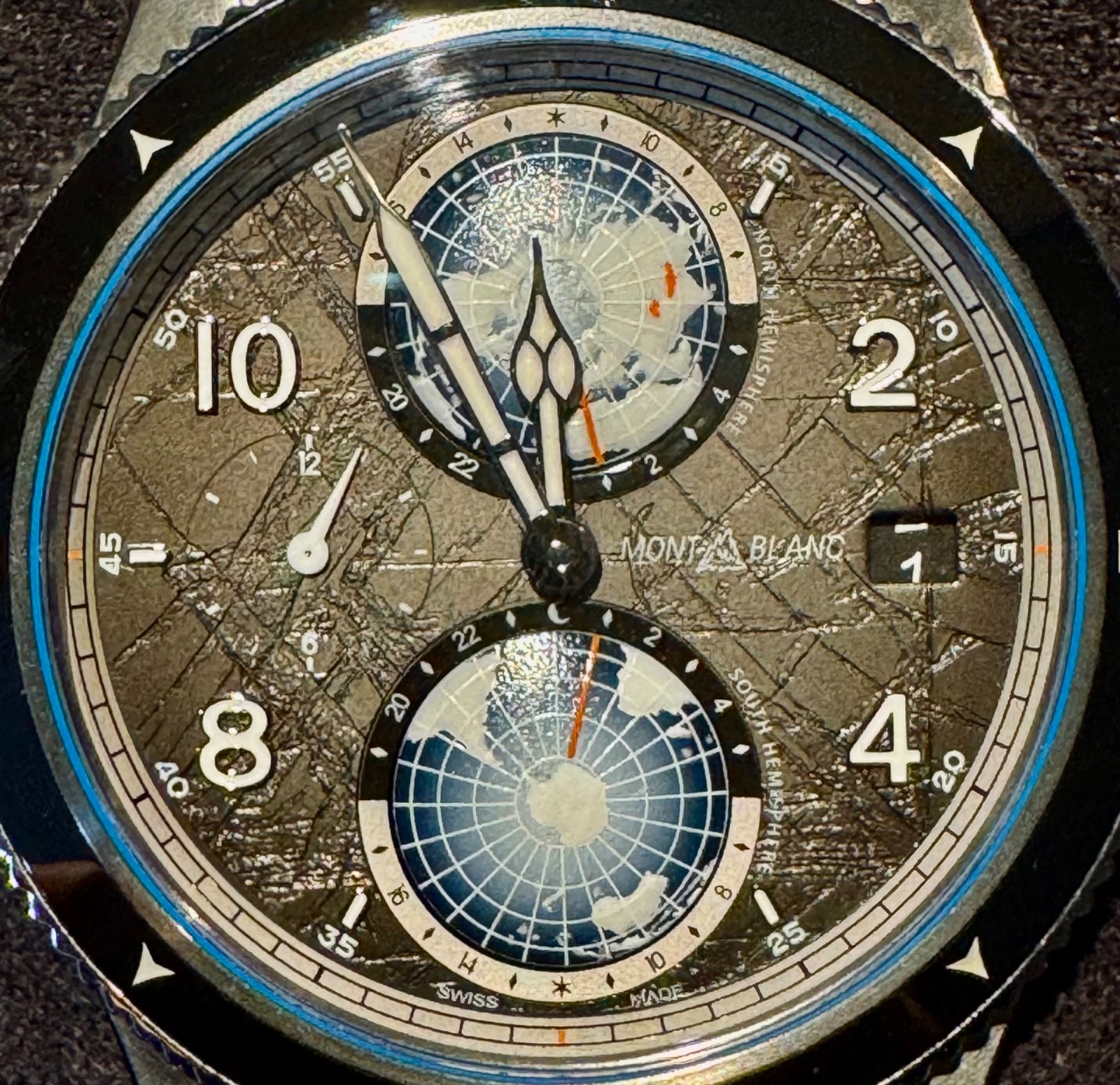 Montblanc 1858 Geosphere 0 Oxygen 8000 Titanium 42mm Full Set Box & Papers Mint