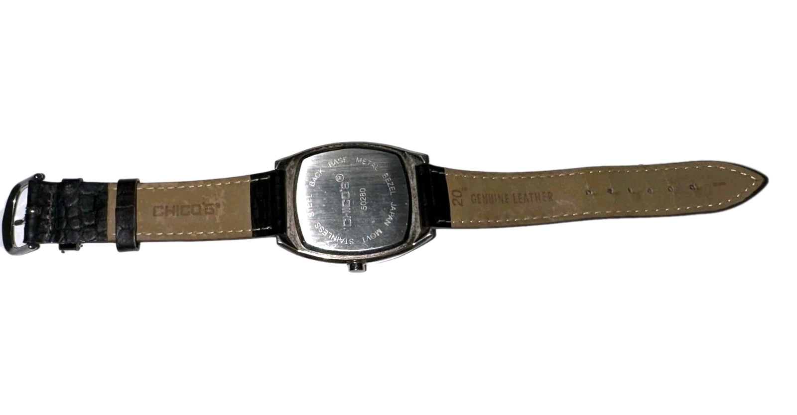 Men’s / Women’s Blue Brown Square Chico’s Watch Black Faux Leather Silver Case