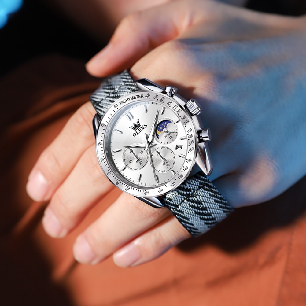 OLEVS Japan Movement Luxury Classics Gift Nylon Strap Quartz Wristwatch 3630`