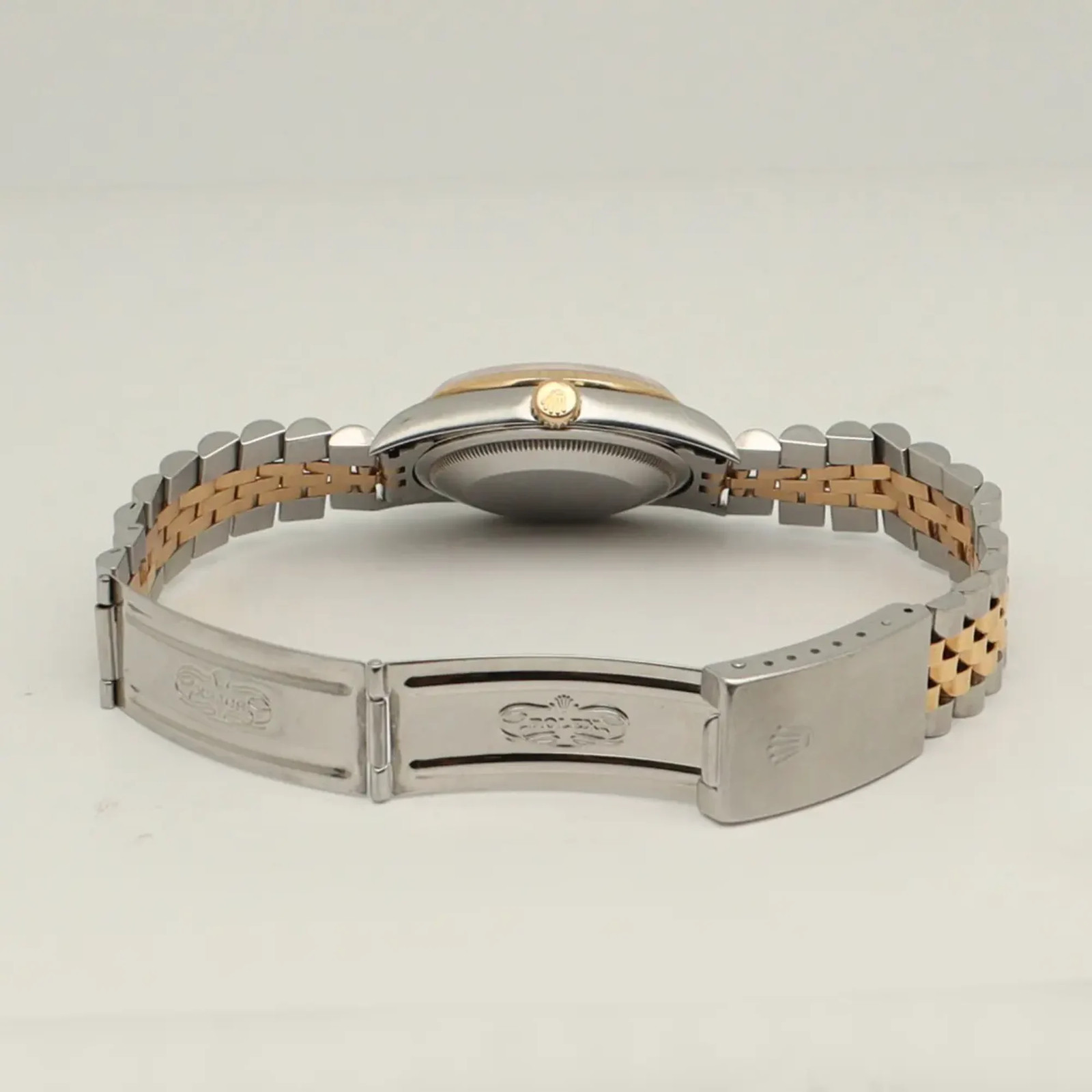 Rolex Datejust 36 18K Gold Steel Champagne Jubilee Diamond Dial Watch 16233