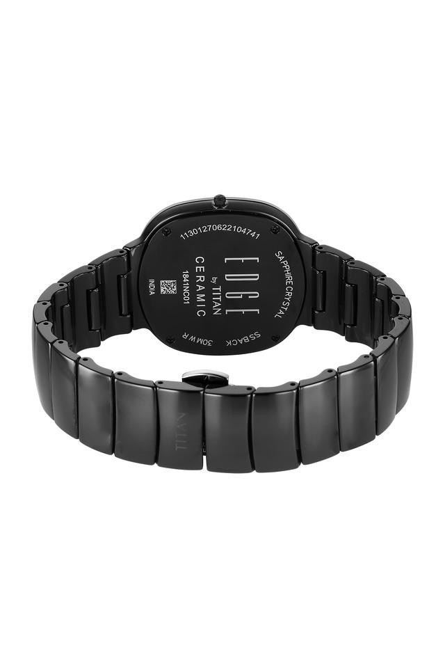 Titan Edge Squircle Unisex Analogue Quartz Watch – Black Dial with Black Ceramic