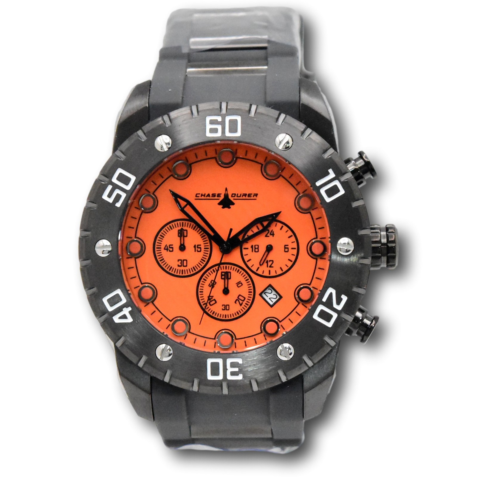 Chase Durer Men’s Orange Full Lume Dial 50mm Gray Chronograph Watch CDW-0119