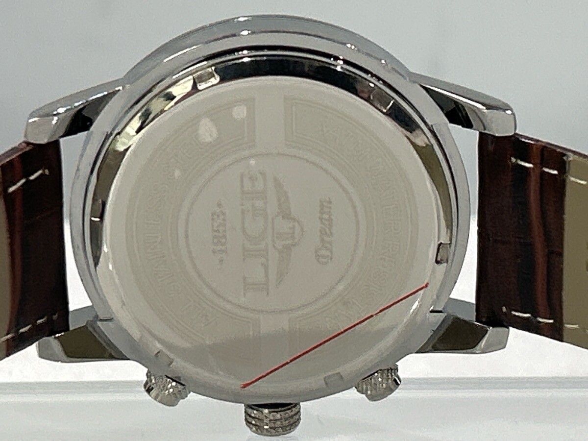 LIGE 1853 Dream White Dial, 3 Sub Chrono Stainless on Brown Leather (NJL028911)