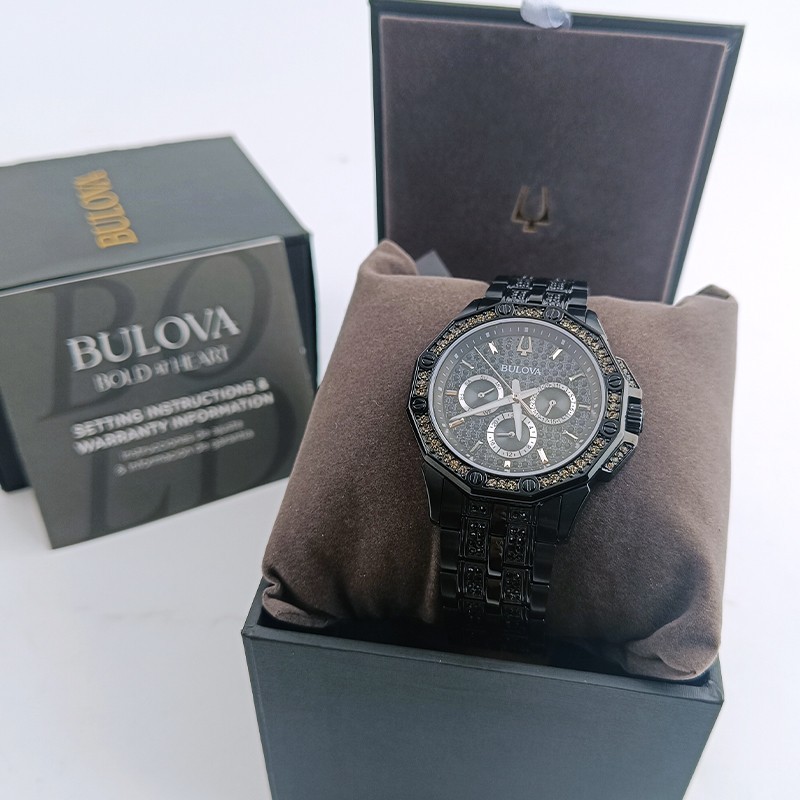 Bulova Black 98C134 Quartz & Octava Crystal Men’s Chronograph Watch 41.5mm