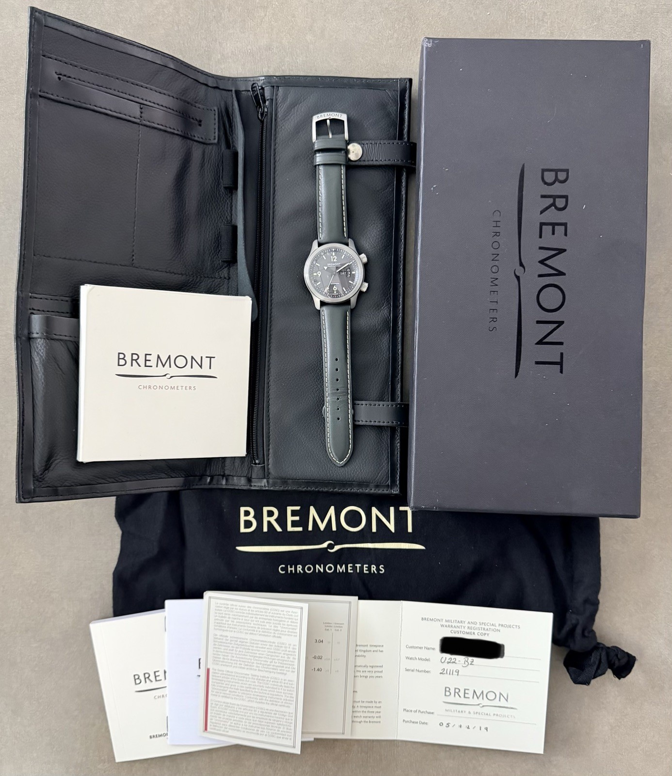 Bremont U-2 Gray Men’s Watch U22-R-S (2019) Auto With FULL KIT, Great Condition