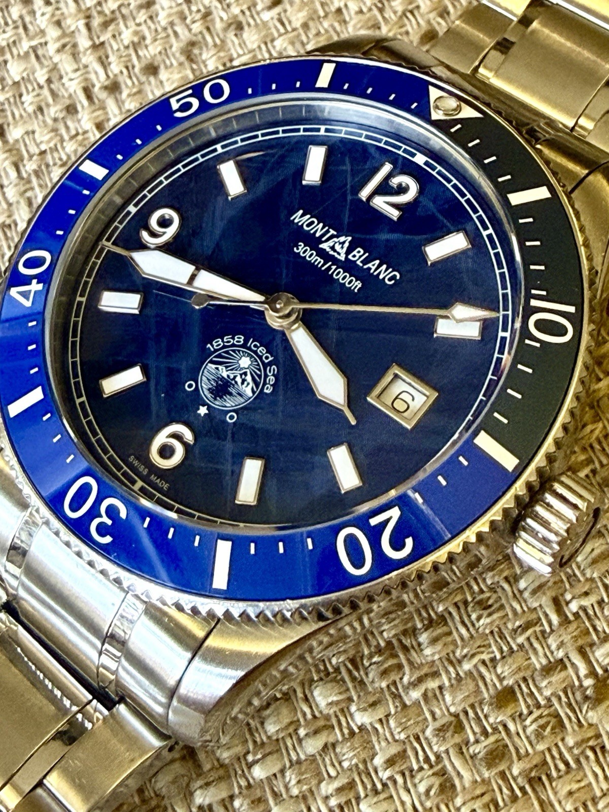 💙🧊 Montblanc 1858 Iced Sea Automatic Glacier Blue Dial Swiss Diver 🧊💙