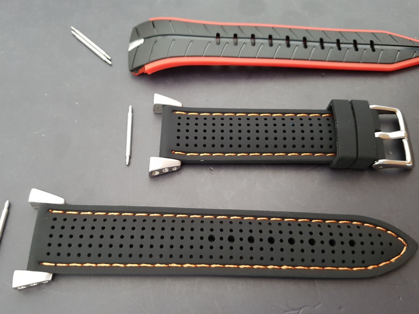 BLACK Orange SILICONE RUBBER STRAP BAND FIT SEIKO SPORTURA HONDA F1 22MM