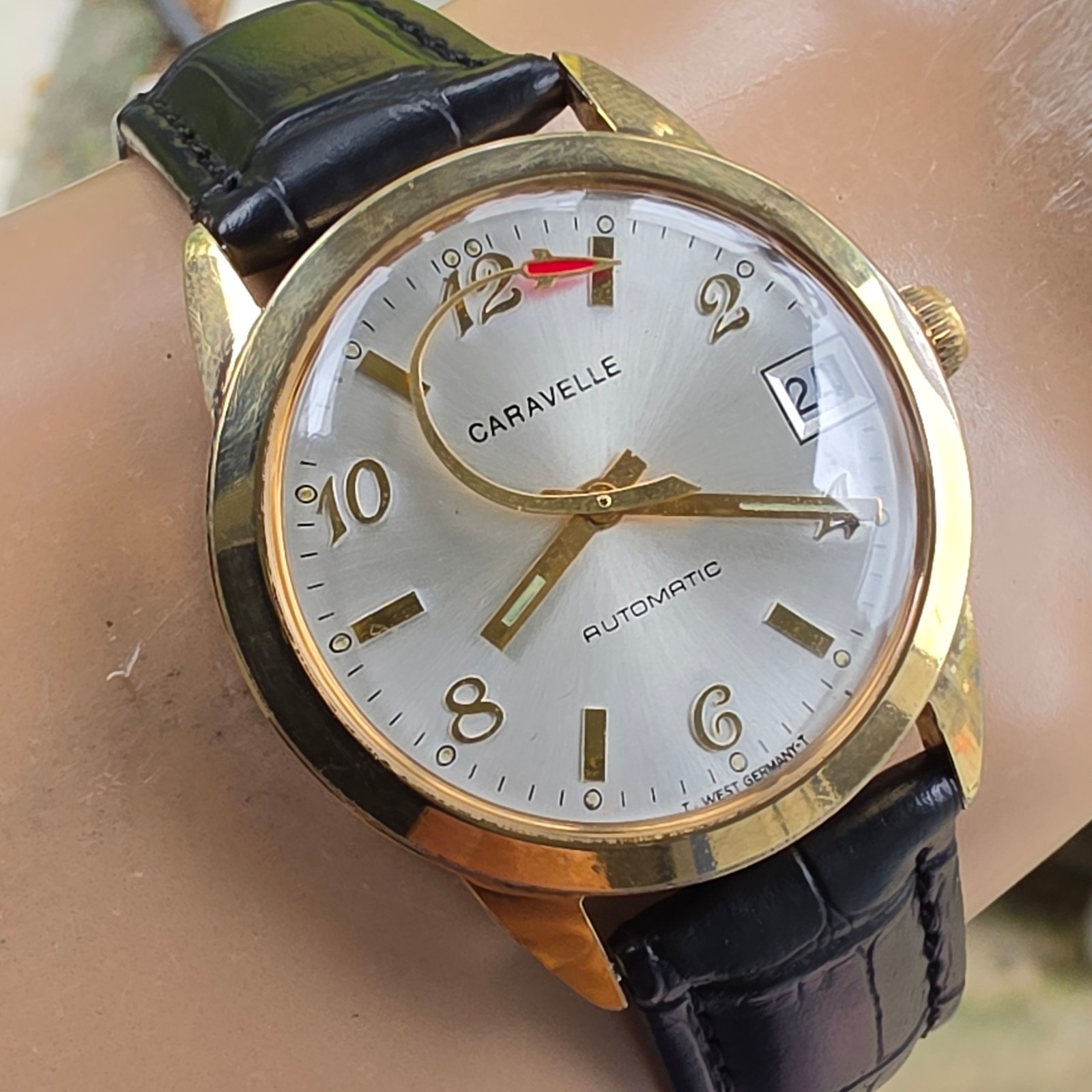 Vintage Bulova Caravelle men’s automatic watch Rocket second hand Germany 1976