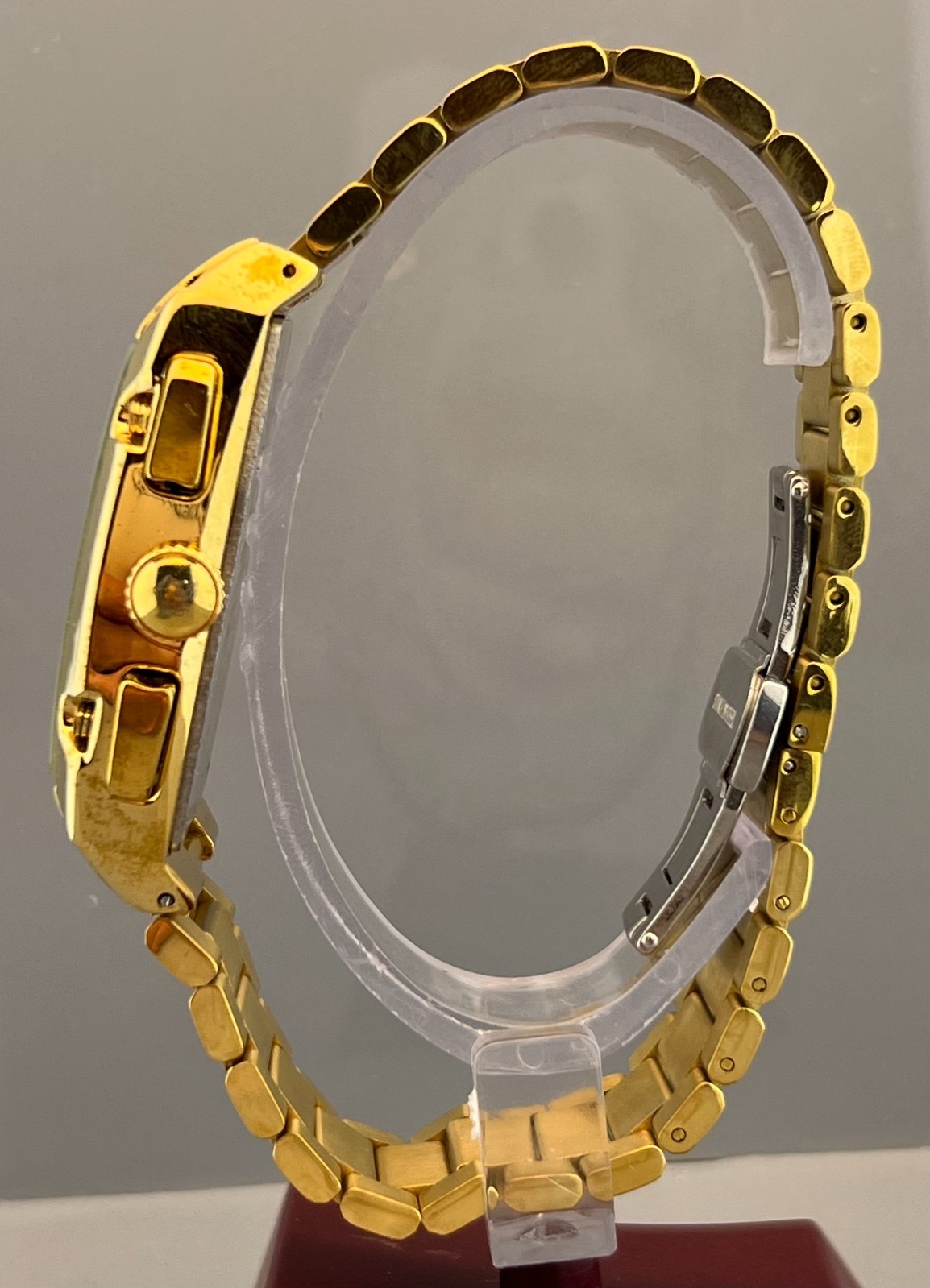 Vintage Men’s Versace Dominus Chrono Quartz Blue Dial Gold-Plated Wristwatch