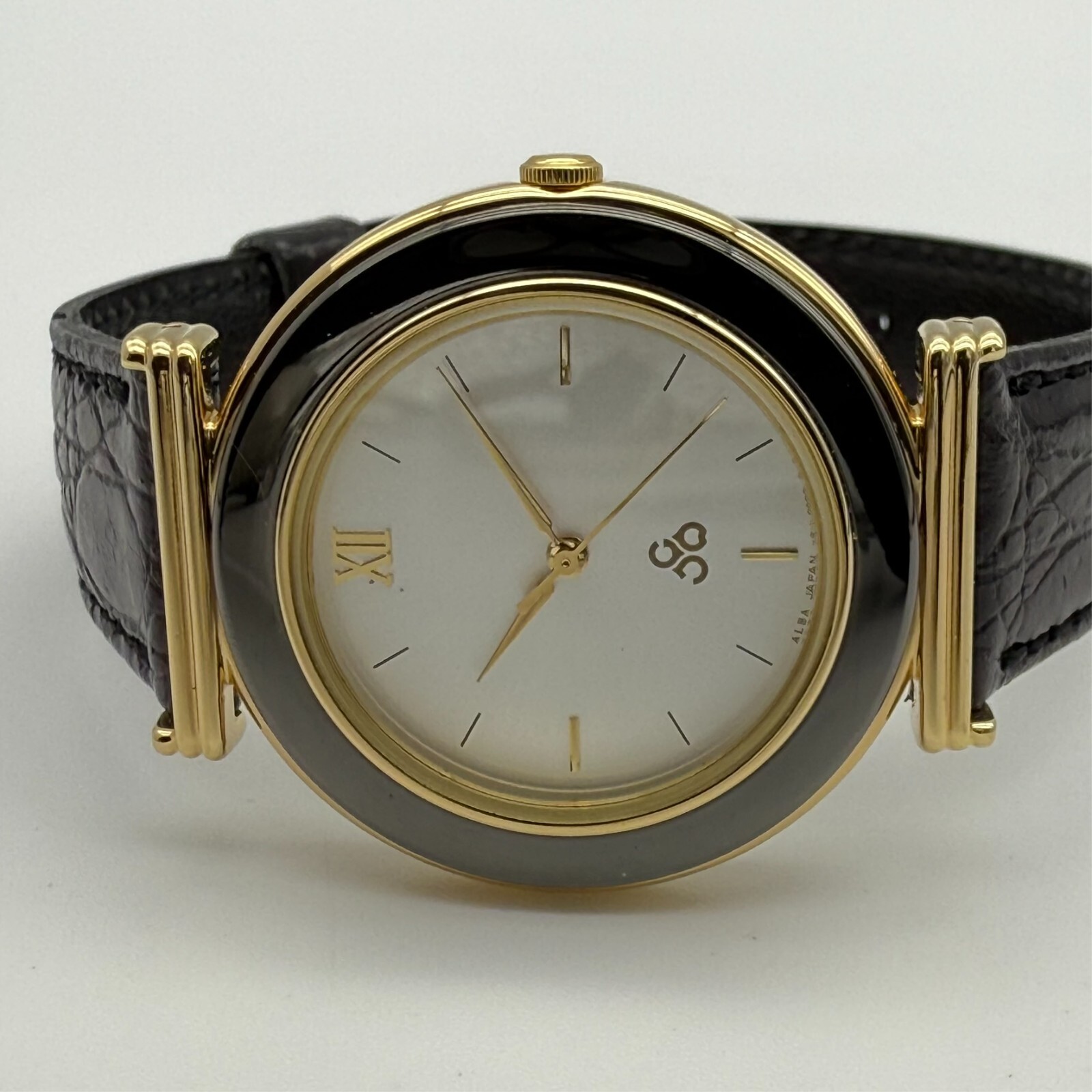 Unworn SEIKO Gold Tone 32mm Dress/Formal Watch, Black Leather, Runs, V811-2170