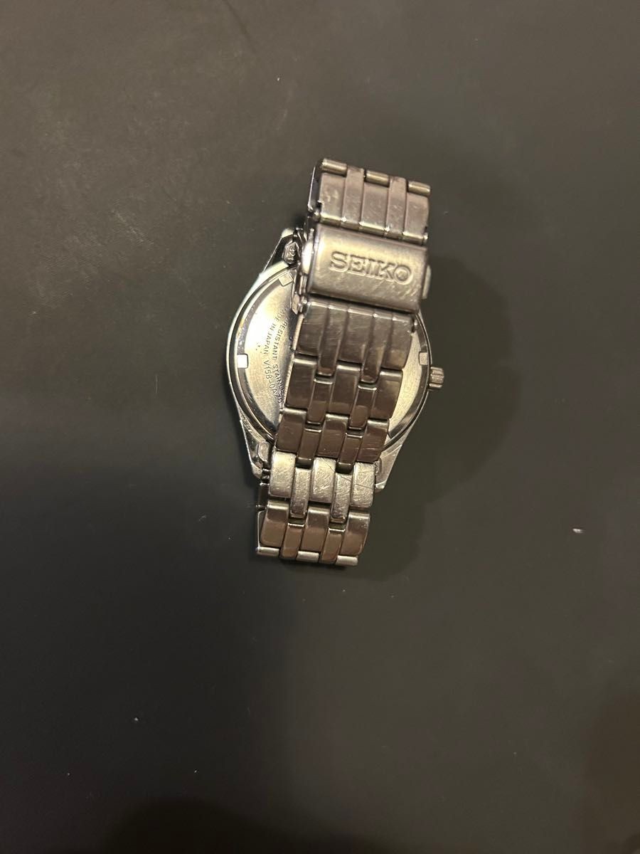 SEIKO Seiko SOLAR solar men s wristwatch day date silver made in Japan