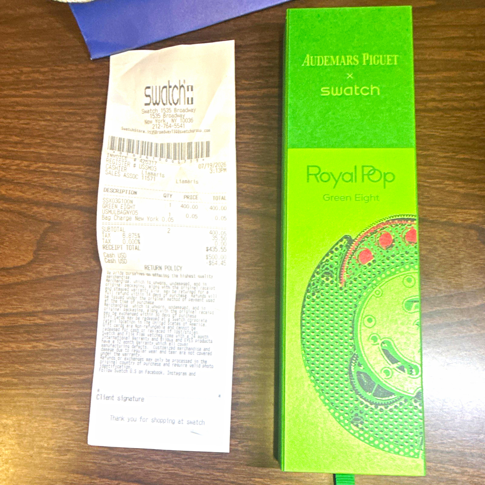 Swatch Royal Pop Green Quartz Analog 41mm Octagon Wristwatch w/ Box