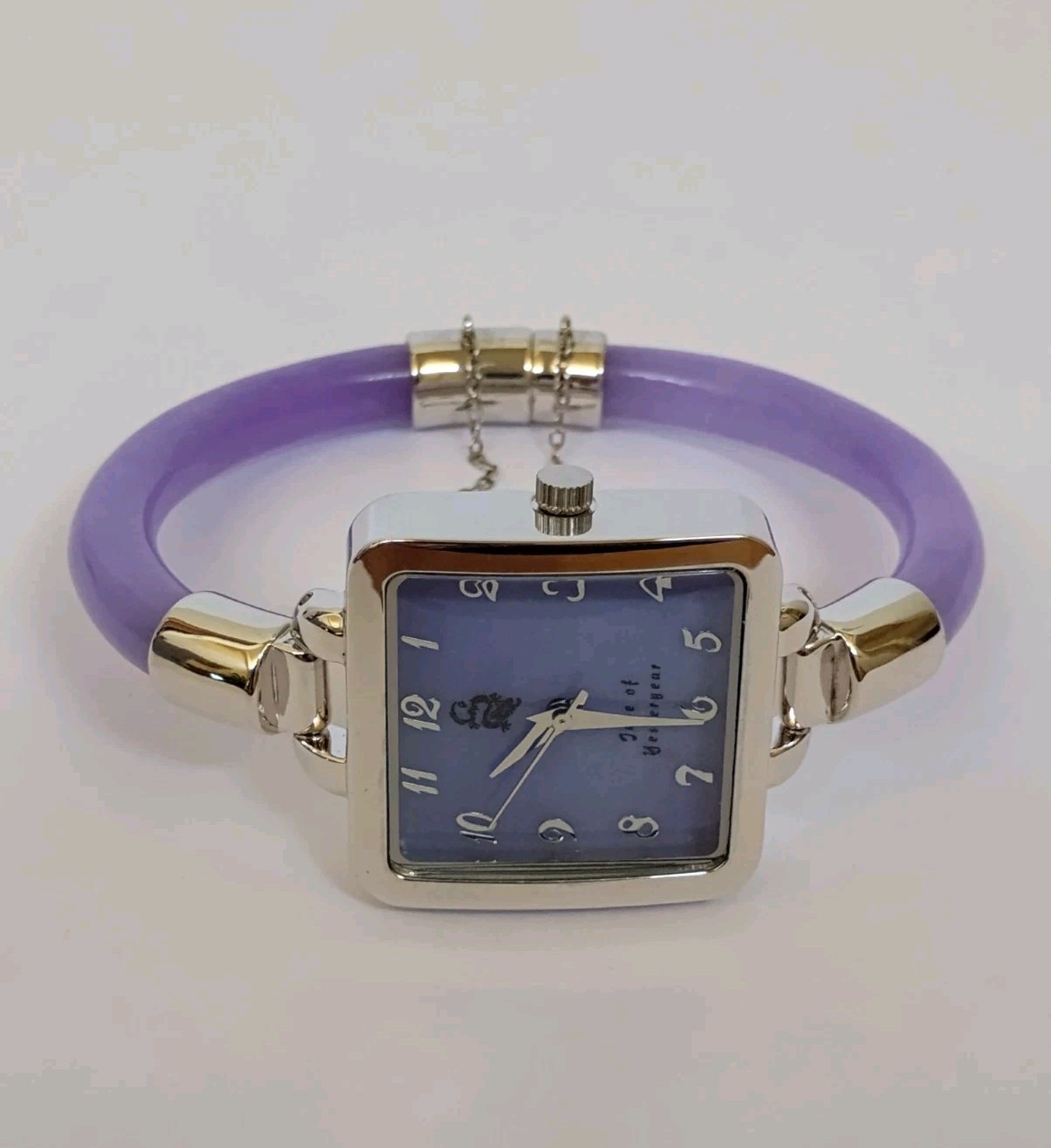 Jade of Yesteryear JOY Genuine Lavender Jade Square Case Bangle Watch NEW