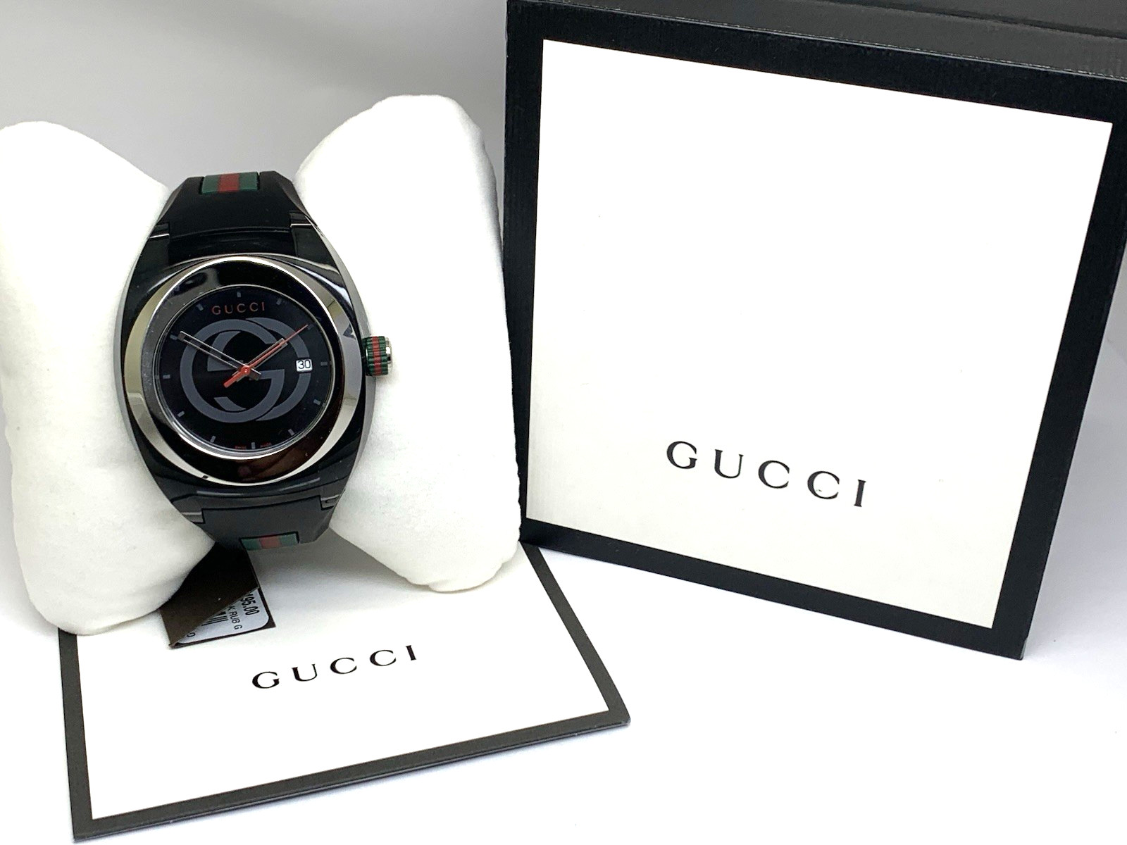 GUCCI Men’s Watch YA137101 Sync Swiss Quartz Black Rubber Band 46mm